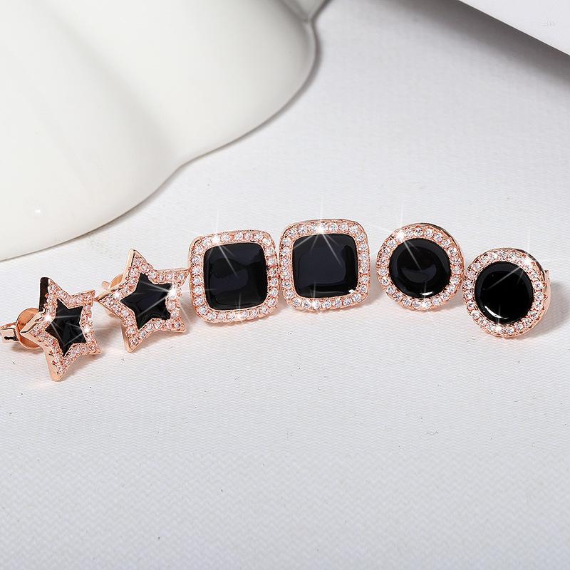 Stud Earrings Trendy Lab Black Agate Diamond Earring Real Silver Color Party Wedding For Women Men Engagement Jewelry
Stud Earrings Trendy Lab Black Agate Diamond Earring Real Silver Color Party Wedding For Women Men Engagement Jewelry