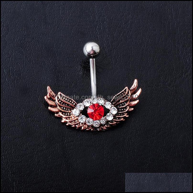 Navel Bell Button Rings 8 Colors Mix Wing Style Navel Button Ring Piercing Body Jewlery 1.6X11X5/8 Belly Jewelry Drop Delivery 2021 D Dhp9Q