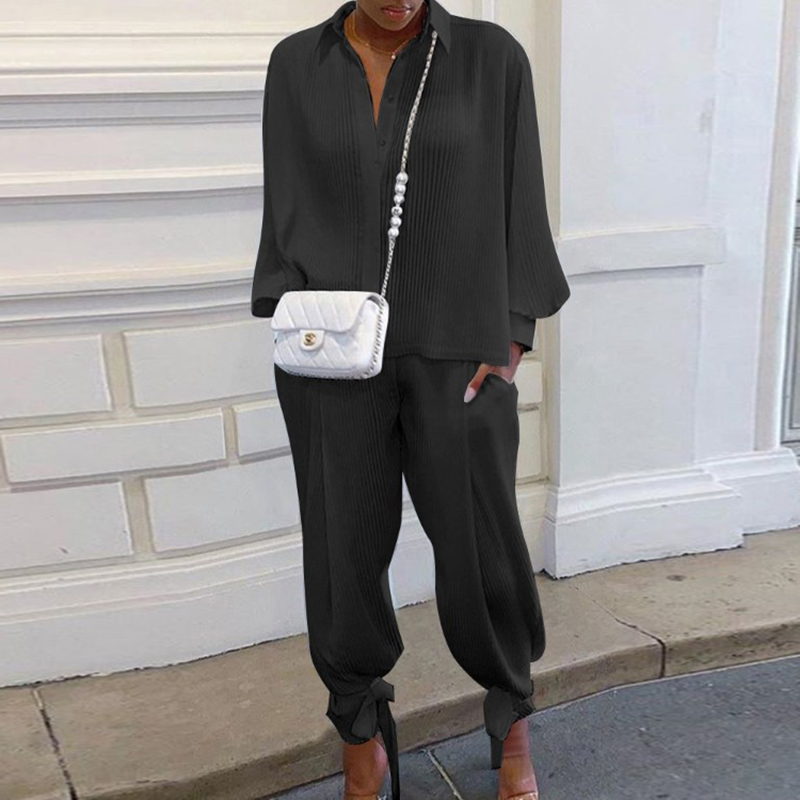 Women's Two Piece Pants Set Top And Tracksuits Casual Solid Suit Long Sleeve Loose Ropa Mujer 220919