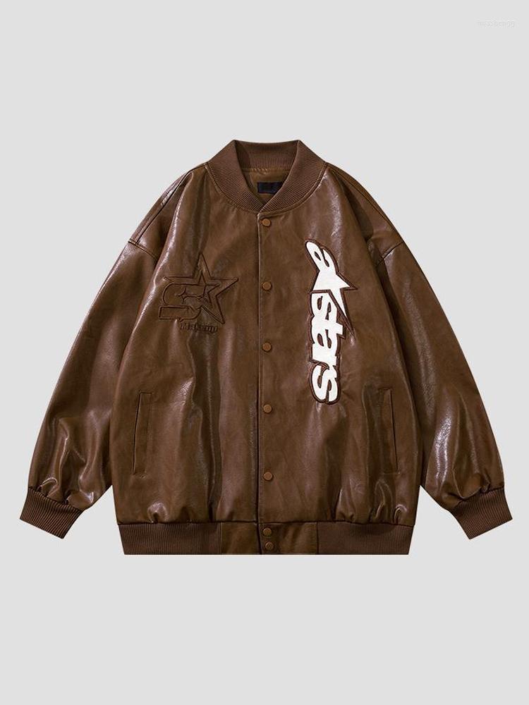 Men' Jackets Men' Leather Stitching Coat 2022SS American Vintage Embroidered Baseball Uniform Men Women Hip-hop Trend Punk Lovers, Brown
Men' Jackets Men' Leather Stitching Coat 2022SS American Vintage Embroidered Baseball Uniform Men Women Hip-hop Trend Punk Lovers, Brown