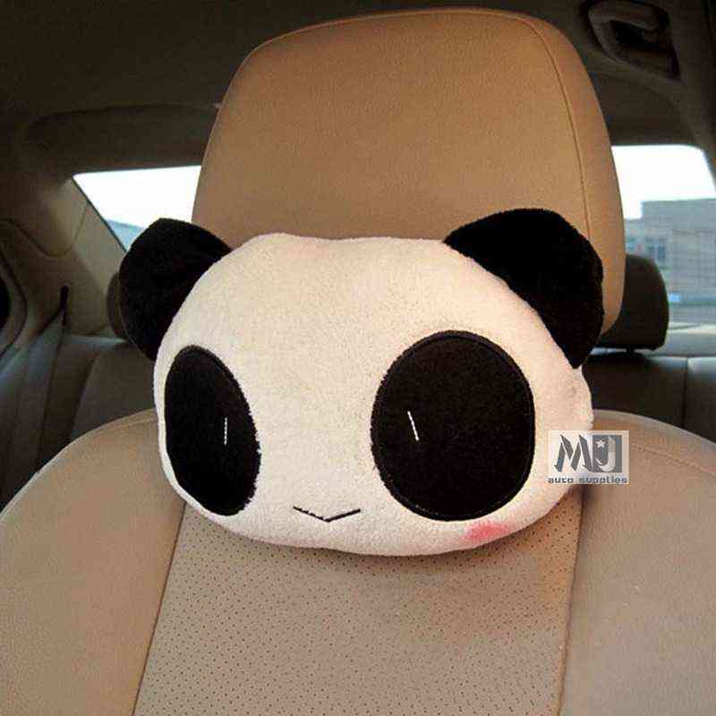 Cushions 1Pc/ 2Pcs toon Pillow Cute Panda Headrest Support Neck Cushion Head Rest Bone Seat Cover Car Accessories 0919