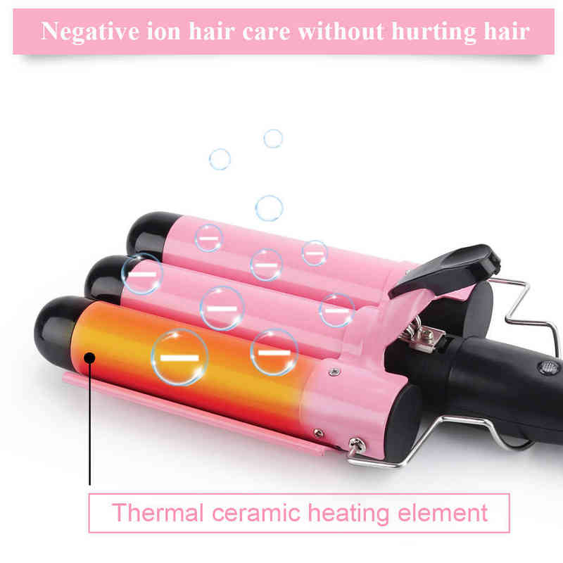 Hair Curlers Straighteners 3 Barrel Curling Iron Wand Temperature Adjustable 5 Size Perm Splint Ceramic Triple Barrels Hair Waver