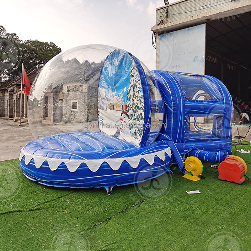 2022 Christmas Activities Giant Inflatable Snow Globe With Tunnel Inflatable Balloon X mas Decoration