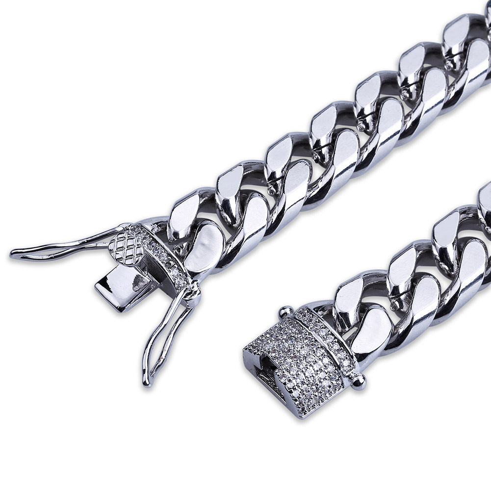 6mm-14mm Hip Hop Cuban Chain Bracelet Full Zircon Dragon Buckle 18K Real Gold Plated Cool Men Bangle Jewelry