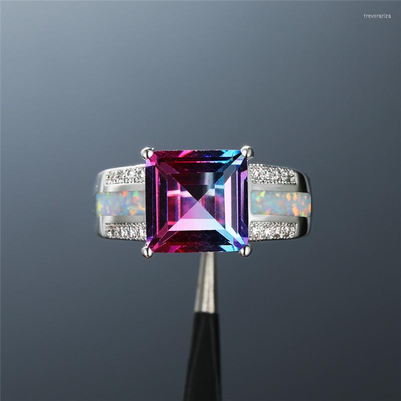 Wedding Rings Vintage Female Rainbow Crystal Stone Ring Charm White Opal For Women Cute Silver Color Square Engagement
Wedding Rings Vintage Female Rainbow Crystal Stone Ring Charm White Opal For Women Cute Silver Color Square Engagement