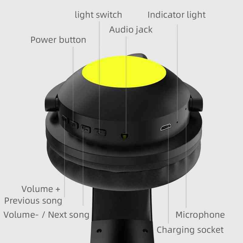 Headsets Cute Wireless Headphones Bluetooth RGB Girls Kid Gift Headset Stereo with Microphone Music Control light Cat Ear Gaming Earphone T220916