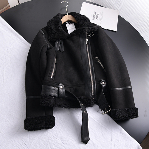 Womens Jackets Winter Women Thick Warm Suede Lamb Jacket Short Motorcycle Brown Coats Faux Shearling Sheepskin Leather Outwear 220919