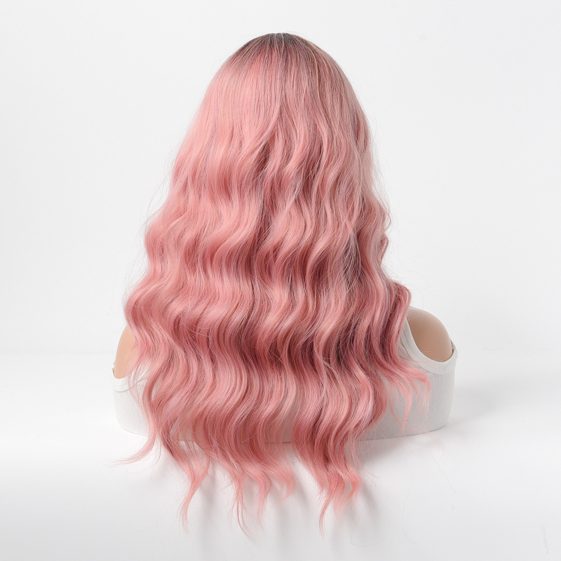 Womens Fashion Straight Hair Wigs Bangs Party Cosplay Fashion Nature Wig Pink Wave wig for Lays