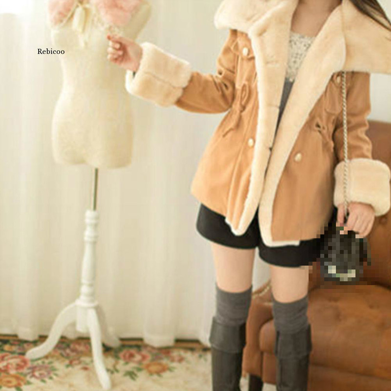 Women's Fur Faux Winter Women Long Cotton Coat Jacket Thick Plush Wool Female Hairy Overcoat Fluffy Warm Outerwear 220919