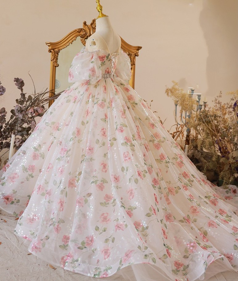 Flower Girl Dress Tulle Beading Appliqued girl Pageant Dresses For Girls ball gown First holy Communion Dresses Kids Wear