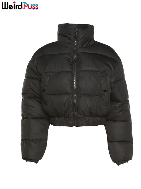 Women's Down Parkas OrangeA Women Short Puffer Jacket Cotton-Padded Thick Drawstring Zipper Winter Bubble Coat Warm Casual Street Outfits 220919