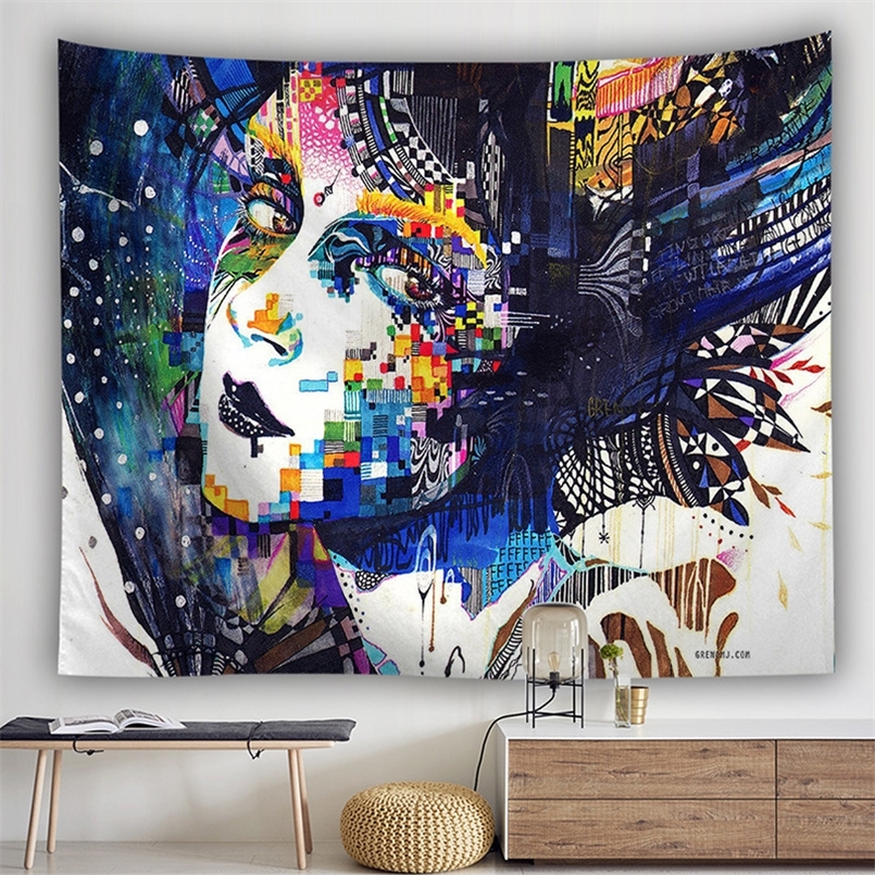 Tapestries Abstract Poeple Witchcraft Tapestry Hippie Wall Hanging Carpets Macrame Tarot Mordern Psychedelic Polyester Blanket Gothic Decor 220920