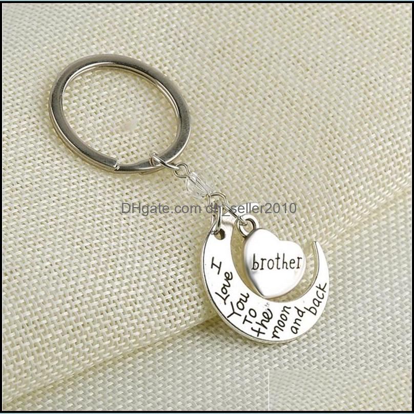 Key Rings Fashion Lettering Key Rings Mom Dad Son Daugther Family Heart Moon Alloy I Love You Sier Keychain Jewelry Gift C3 Drop Deli Dhwut