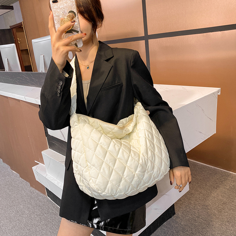 Evening Bag Winter Handbag Purses Space Pad Cotton Crossbody Bag Female Pure Color Padded Quilted Large Ladies 220919