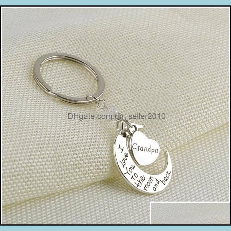 Key Rings Fashion Lettering Key Rings Mom Dad Son Daugther Family Heart Moon Alloy I Love You Sier Keychain Jewelry Gift C3 Drop Deli Dhwut
