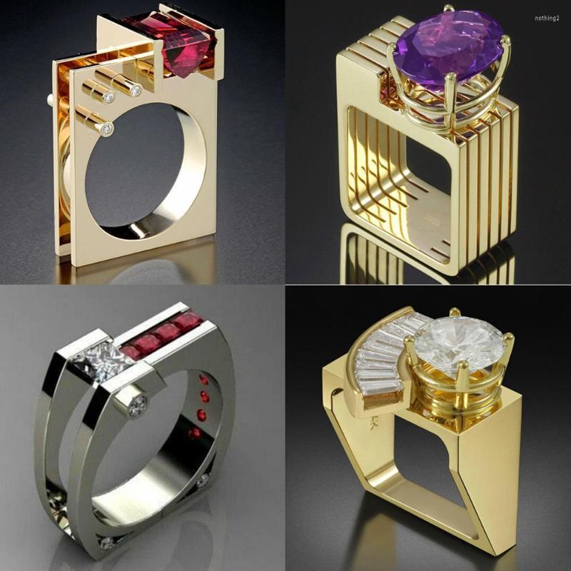 Wedding Rings Unique Style Female Crystal Red Zircon Stone Ring Fashion Yellow Gold Promise Engagement For Women
Wedding Rings Unique Style Female Crystal Red Zircon Stone Ring Fashion Yellow Gold Promise Engagement For Women