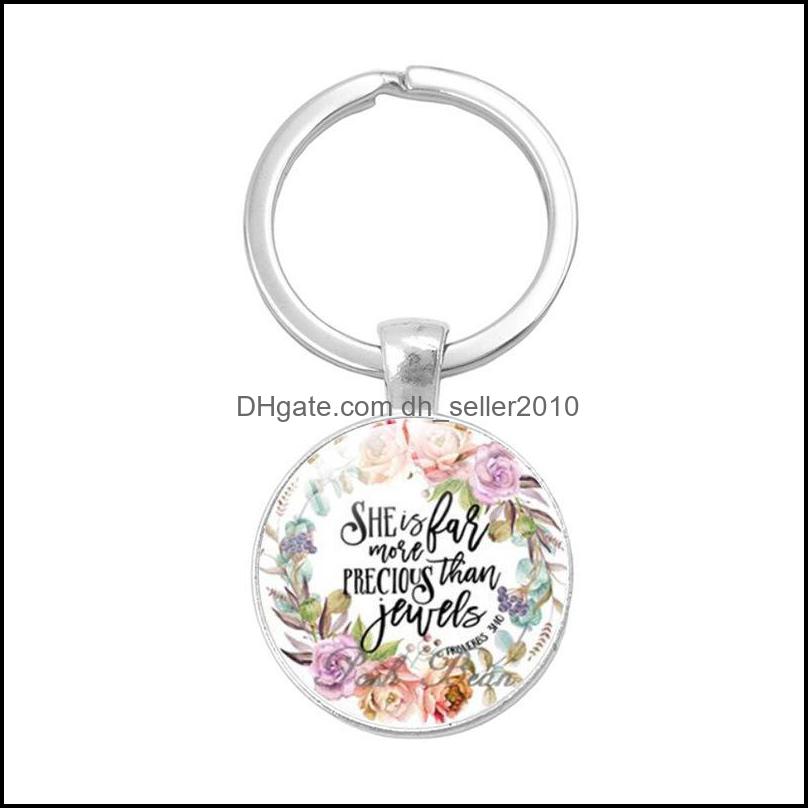 Key Rings 17 Styles Bible Verse Key Chain Women Men Keyrings Keychains Car Holder Scripture Quote Faith Jewelry Christian Gift Keyfob Dhgbj