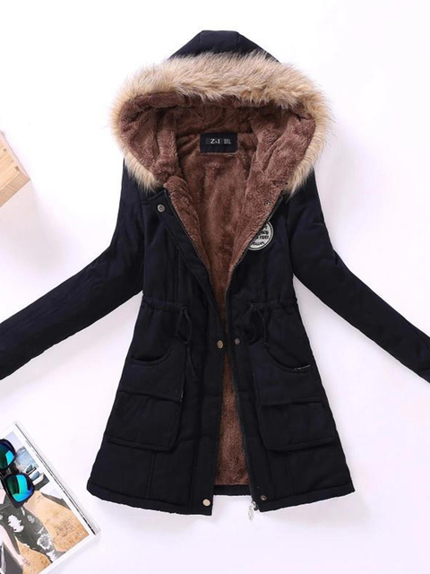 Women's Down Parkas Ailegogo Autumn Winter Women Cotton Jacket Padded Casual Slim Coat Emboridery Hooded Wadded Warm Overcoat 220919
