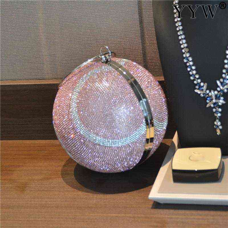 Fashion Women Clutch Bag Round Ball Bag With Rhinestone Tennis Design Ladies Girls Party Mini Wallet Female Clutches Bolsas Mujer J220719