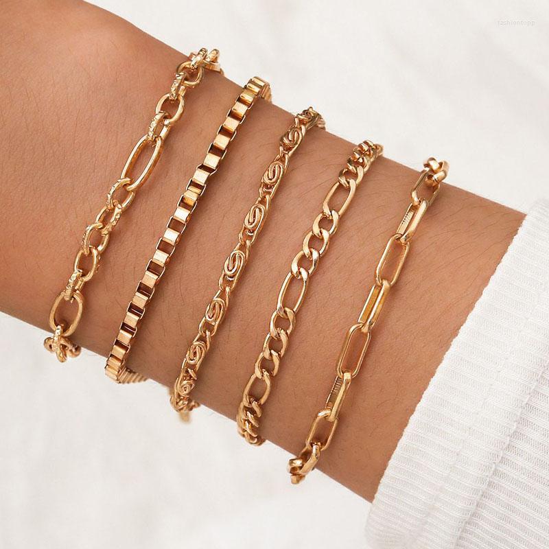 Charm Bracelets 5 Pcs/set Gold Color Link Chain For Women Simple Braclets Girls Wristband Fashion Woman 2022
Charm Bracelets 5 Pcs/set Gold Color Link Chain For Women Simple Braclets Girls Wristband Fashion Woman 2022