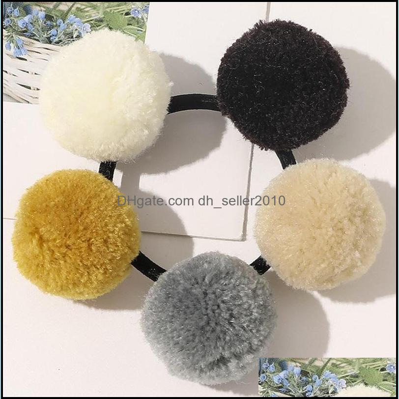 Pony Tails Holder Pony Tails Holder Sweet Five Colored Ball Head Rope Women Hairtie Elastic Hair Rubber Band Cute Headwear Thick Pony Dhmeu