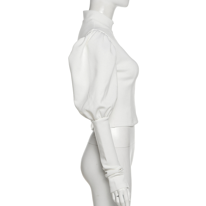 Women's Jackets Sisterlinda Casual Elegant Puff Sleeve Zipper Slim Jacket Women Autumn Skinny Wild Office Lady Coat Y2K Top High Street Clothing 