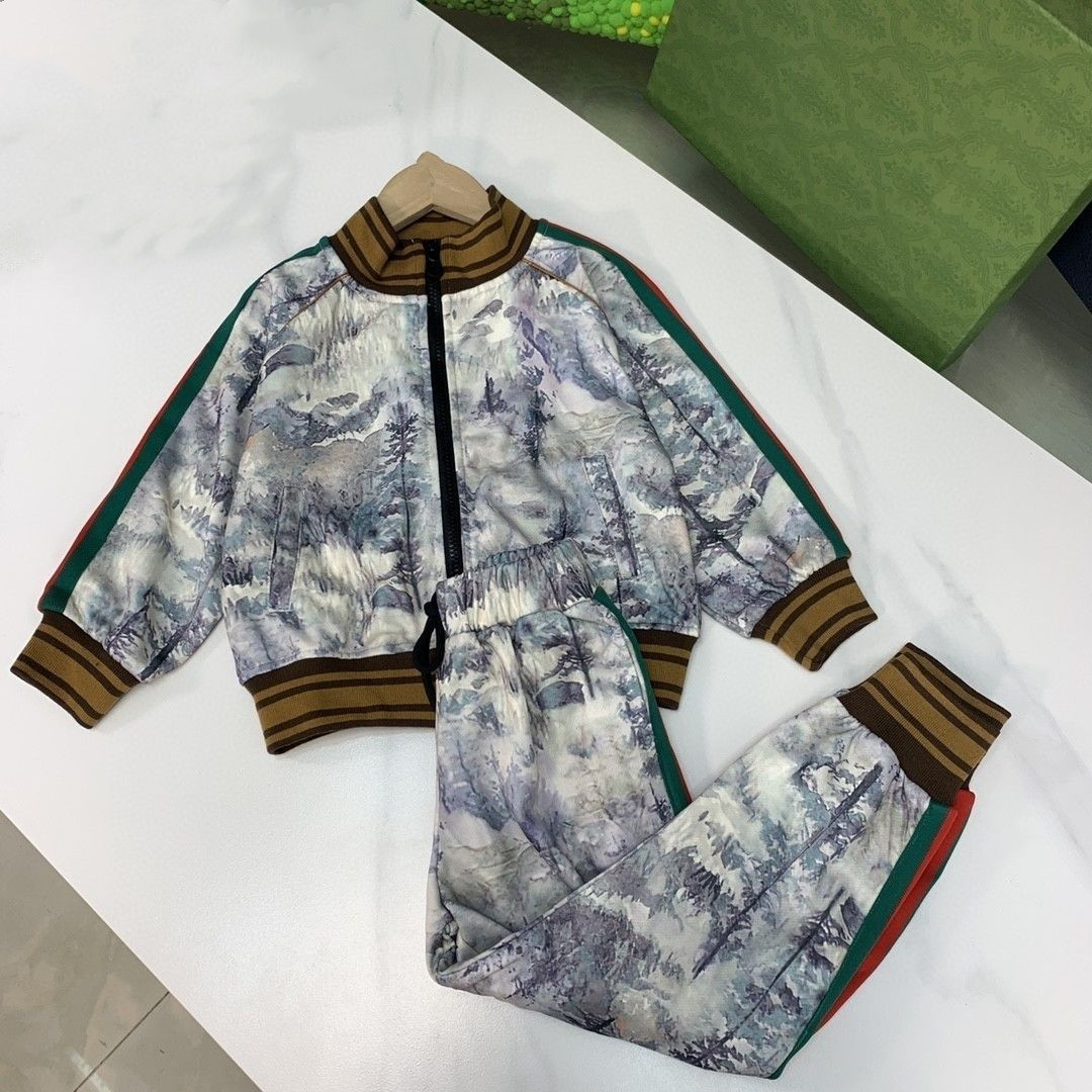 Set Tracksuit Kid Sets Baby Clothes Children kids Designer Clothing Zipper Pocket 2022 Long Sleeve With Letters 2 Pieces Sweatshirts Sports Pants