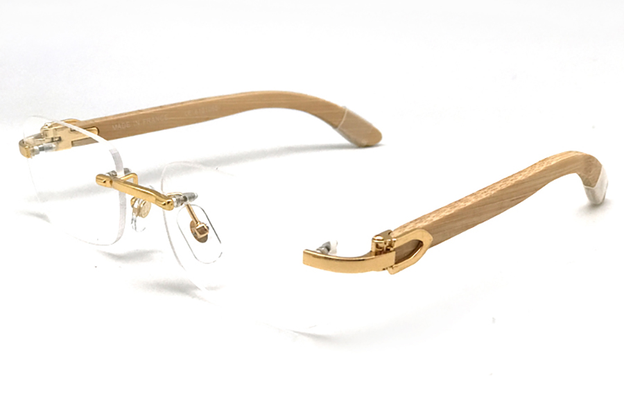 Designer Sunglasses Fashion Mens Women Glasses Rimless Ultra-lightweight Buffalo Horn Eyewear Light Business Styles Wood Tea Grey Frames With Original Box Lunette
