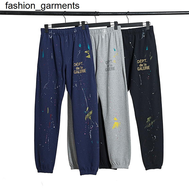 

Men' Pants Fashion brand Gary dept ink splashing hand-painted graffiti high street pants loose casual Leggings for men and women, Black
