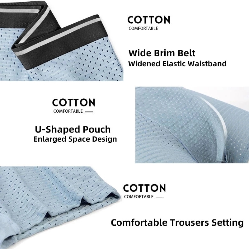Underpants Men's Panties Man Boxer Undrewear Boxershorts Men Sexy Boxers Comfortable Breathable Elastic waist Ice Silk Mesh Plus Size L5XL 220921