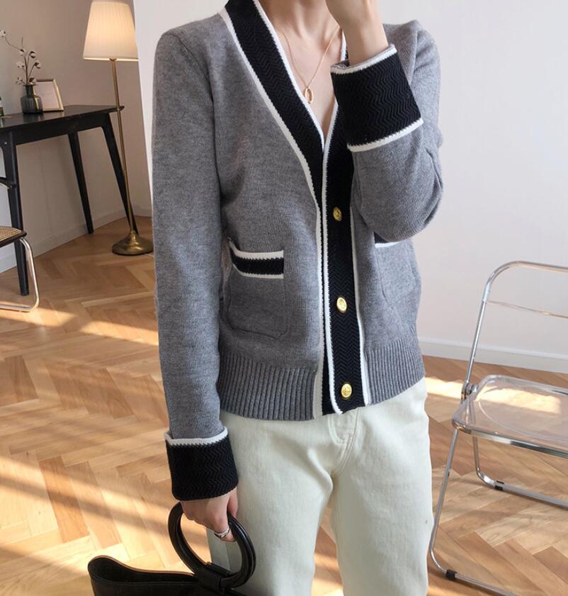 Women's Sweaters V Neck Button Red Christmas Tree Cardigan Sweater Knitted Loose Oversized Jumper Top Jacket Coat