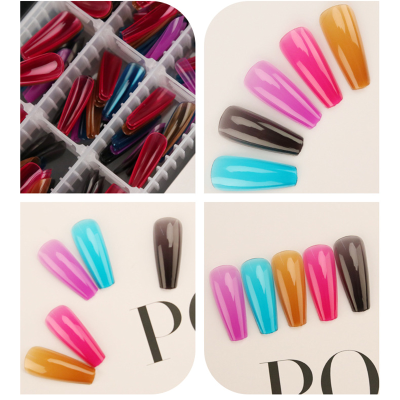 False Nails 240pcsbox Gel X Nails Extension System Full Cover Sculpted Base Color Stiletto Medium False Nail Tips Flexible Coffin Fake Nail 220921