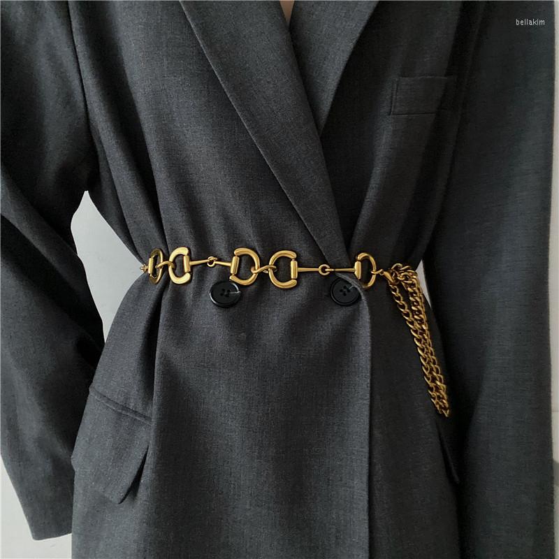 Belts Fashion Gold Chain Belt Female Waist Punk Metal For Women High Quality Designer Long Waistband Adjustable Cummerbunds