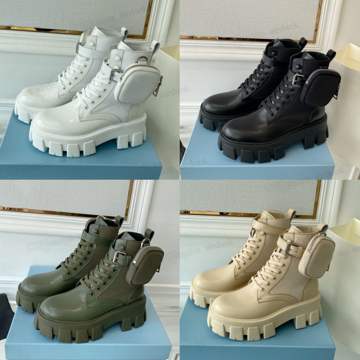 Designer Men Women Boots Monolith shiny Detachable Nylon Pouch military inspired Combat Shoes Hailf Outdoor Thick Bottom Mid-length Brushed leather fabric Boot, I need box
Designer Men Women Boots Monolith shiny Detachable Nylon Pouch military inspired Combat Shoes Hailf Outdoor Thick Bottom Mid-length Brushed leather fabric Boot, I need box