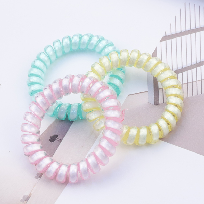 Candy Color Luminous Telephone Line Hair Ring Plastic Hair Ties For Women And Girls Ponytail Accessories Headwear Female Scrunchie 30pcs