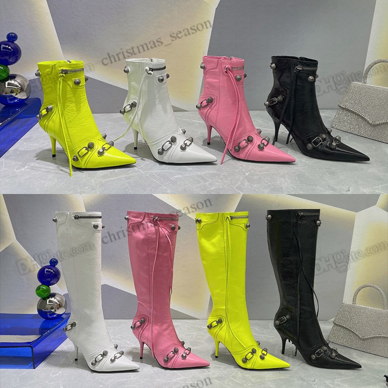 Luxury Cagole lambskin leather knee-high boots stud buckle embellished side zip shoes pink yellow pointed Toe stiletto heel tall boot designers shoe for 35-41, I need look other product
Luxury Cagole lambskin leather knee-high boots stud buckle embellished side zip shoes pink yellow pointed Toe stiletto heel tall boot designers shoe for 35-41, I need look other product