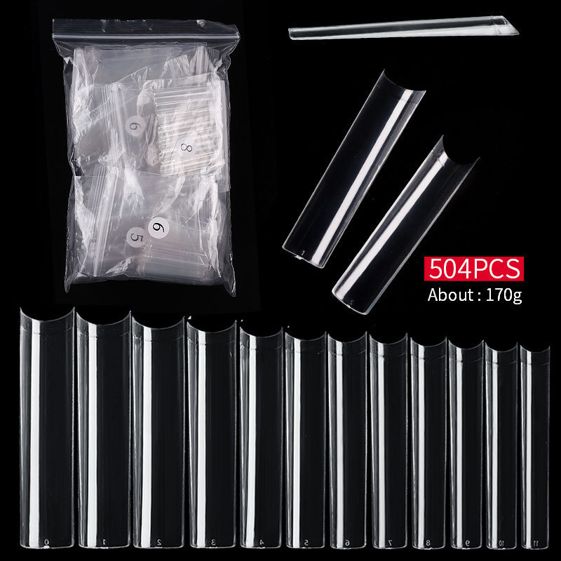 False Nails 500 Pcs Long Square No C Curve Nail Tips Straight French False Nail Art Tips Half Cover Professional XXL Fingernails Fake Nails 220921