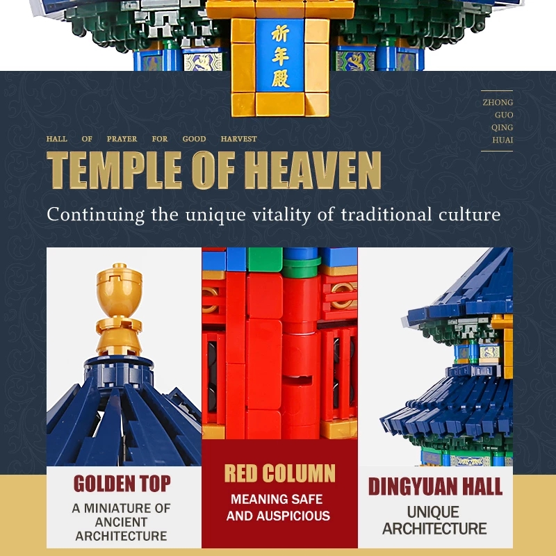 The Temple of Heaven Model Building Block Ancient Chinese Architecture Assembly MOULD KING 22009 Streetview Bricks Education Toys Kids Christmas Gifts