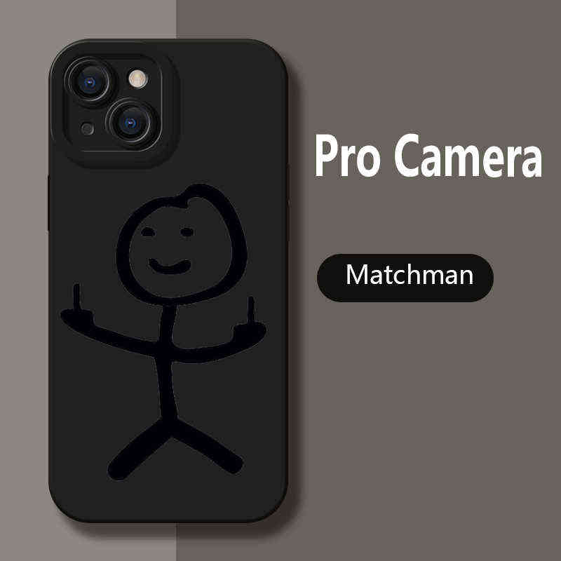 Cell Phone Cases Cartoon Matchman Case For i 11 12 13 14 Pro Max Mini XR XS X 7 8 Plus SE2020 Shockproof Matte Soft TPU Silicone Cover Y2209
