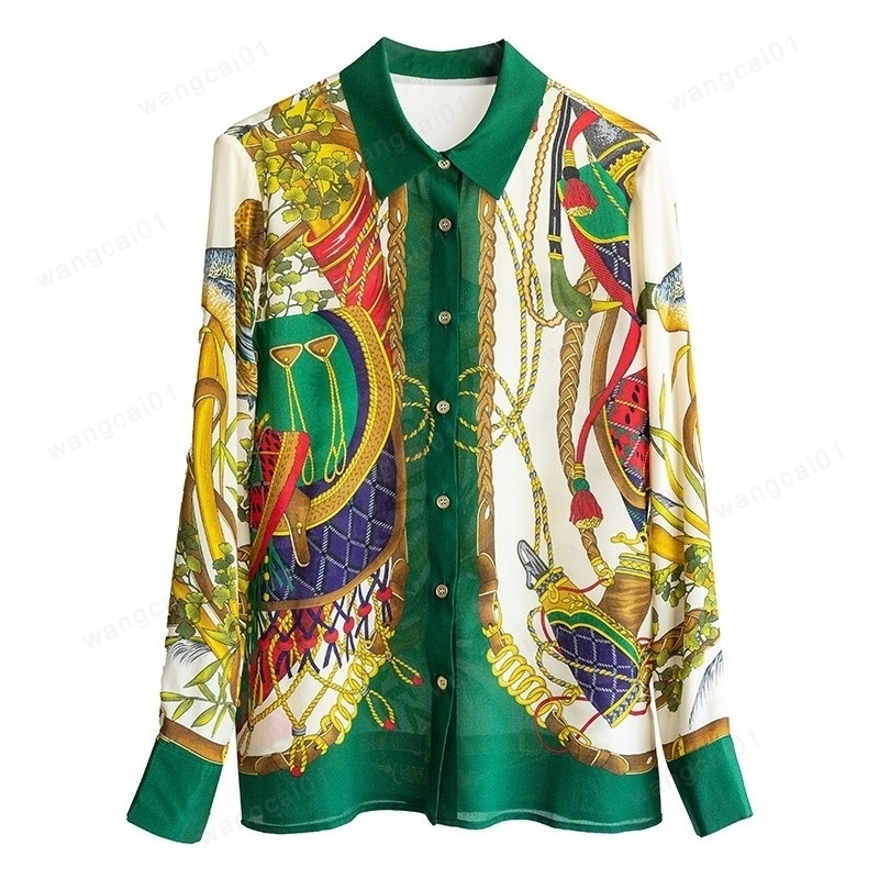 Women's Blouses Shirts Runway Brand Design Luxury Plus Size Top Summer Baroque Vintage Shirt Women Print Long Seve Blouse CloTHes 3L Y200828 0921H22