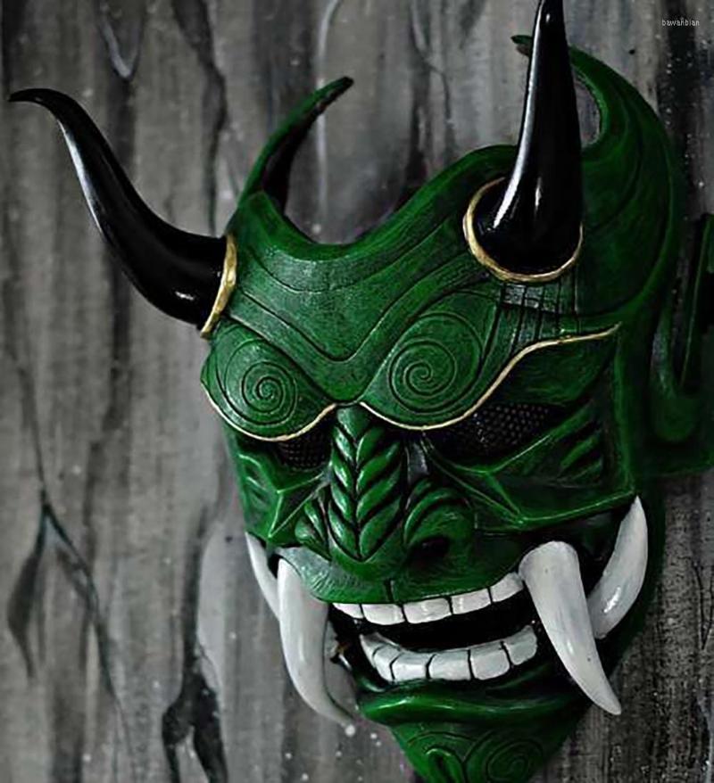 Party Masks Hannya Demon Mask Japanese Oni Samurai Noh Kabuki Red Prajna Latex Adult Unisex Halloween Cosplay Props4333543
