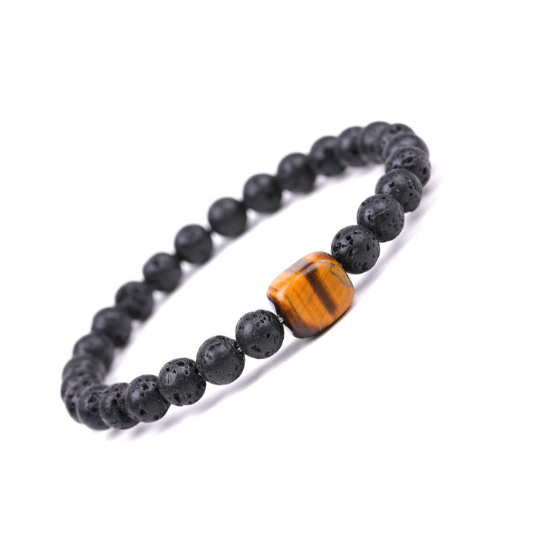Natural Stone Chakra Bracelet 6mm Lava Stone Tiger's Eye Amethyst Bead Bracelets Women Man Jewelry