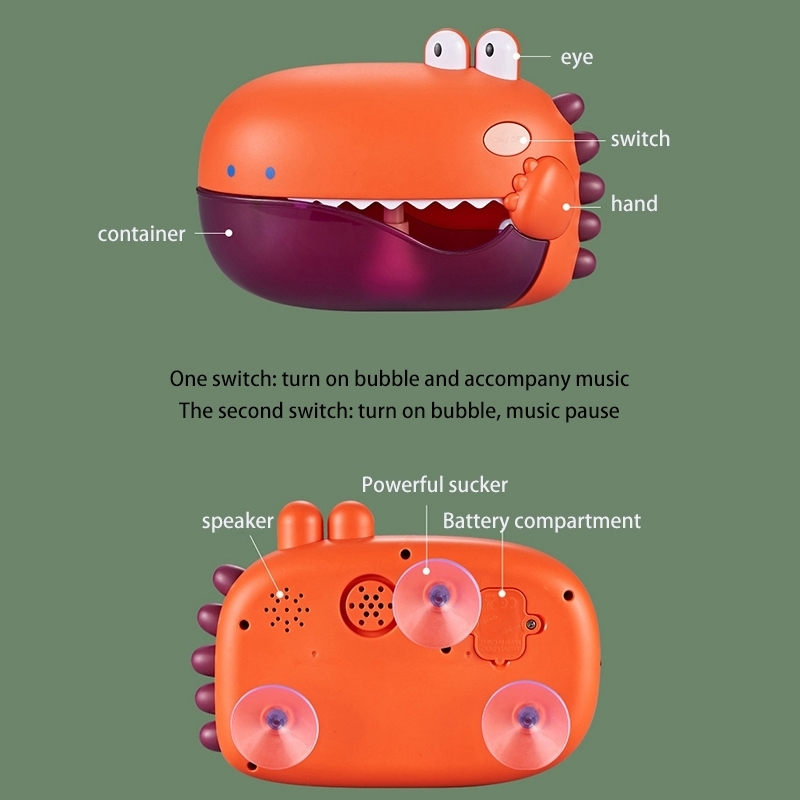 Bath Toys Dinosaur Bubble Machine Music Baby Bath Toy Bathtub Soap Machine Automatic Bubble Maker Baby Bathroom Funny Toy for Children 220921