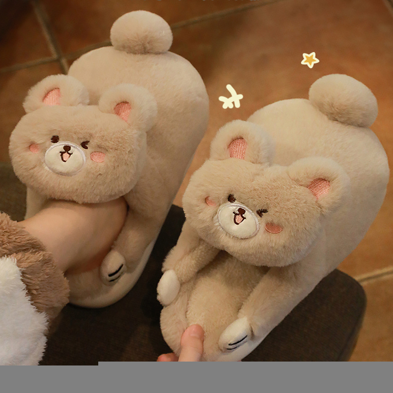 Slippers Women's Home Winter Non-Slip Soft Warm House Shoes Ladies Indoor Bedroom Couples Cartoon Rabbit Bear Slides 220921