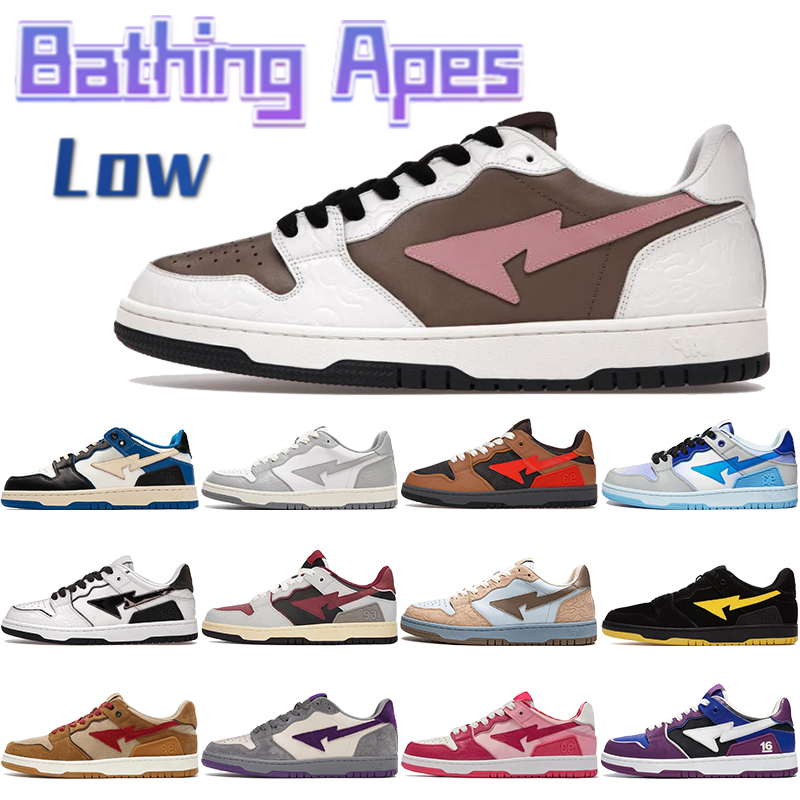 

Low Bathing Apes Casual Shoes Court Sta Men Women Sneakers Light Grey Cream Black Electric Vintage White Red Brown Ivory Nigo Designer Mens Trainers, Shoe box