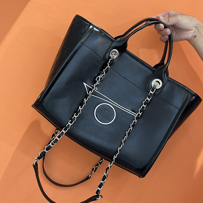 France Womens Vinatge Top Handle Tote Jumbo Bags Calfskin Genuine Leather Large Capacity With Little Pouch Purse Silver Deauville Chain Shoulder Handbags 27CM, Black
France Womens Vinatge Top Handle Tote Jumbo Bags Calfskin Genuine Leather Large Capacity With Little Pouch Purse Silver Deauville Chain Shoulder Handbags 27CM, Black