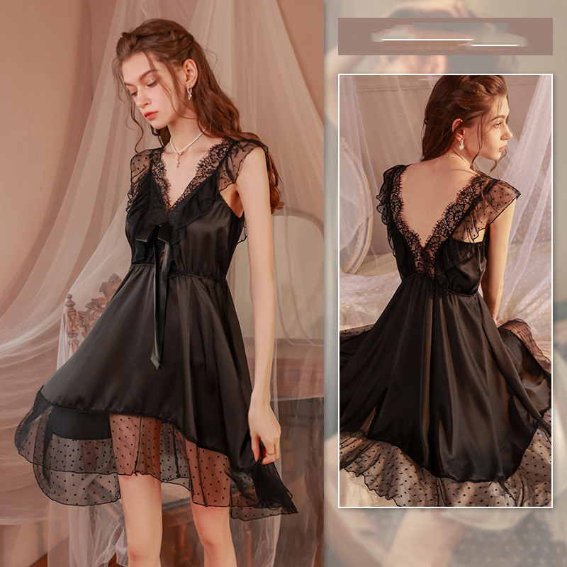 Sexy Ladies Sleepwear Pure Desire Sling Nightdress Lace Stitching Wearable Dress, White
Sexy Ladies Sleepwear Pure Desire Sling Nightdress Lace Stitching Wearable Dress, White