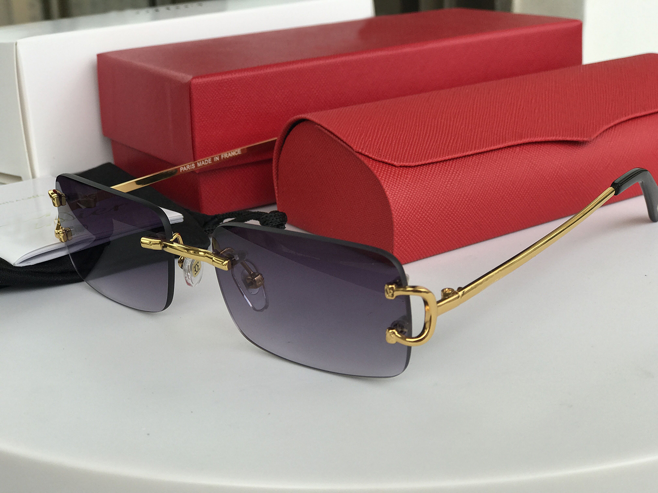 Luxury Designer Sunglasses for Women Mens Carti C Decor Rimless Buffalo Horn Glasses Frame Shade Man Rectangle Rimless Polarize Fashion Eyeglasses Sonnenbrille