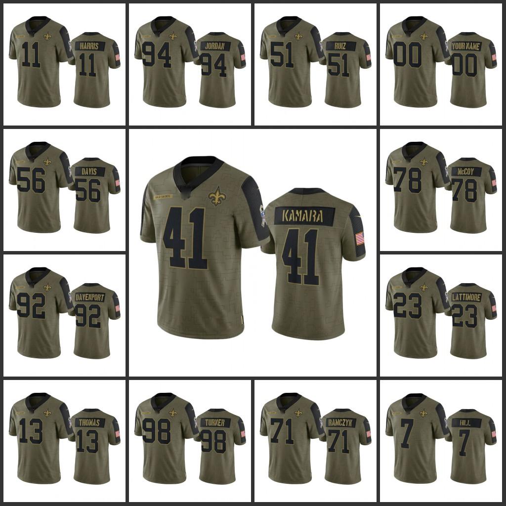 Jersey New Orleans''Saints''Men #41 Alvin Kamara 7 Taysom Hill 13 Michael Thomas Custom Women Youth''NFL''Olive Salute To Service Limited Je
Jersey New Orleans''Saints''Men #41 Alvin Kamara 7 Taysom Hill 13 Michael Thomas Custom Women Youth''NFL''Olive Salute To Service Limited Je
