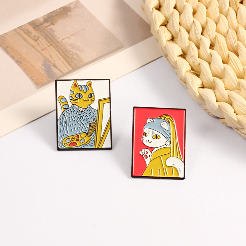 Van Gogh And Girl art self portrait Enamel Pins Cat Kitten Girl with a Pearl Earring Brooches Badge Jewelry Gift for Artist, Color #1
Van Gogh And Girl art self portrait Enamel Pins Cat Kitten Girl with a Pearl Earring Brooches Badge Jewelry Gift for Artist, Color #1